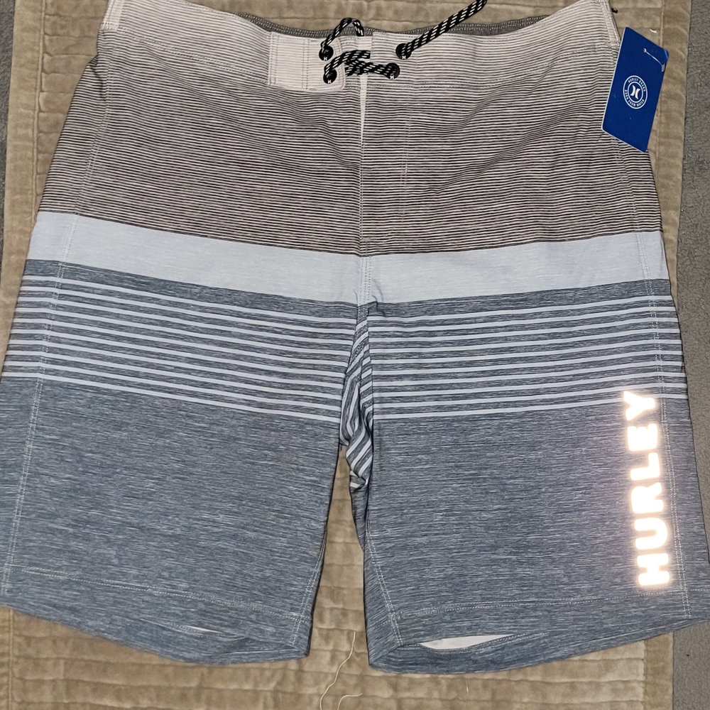 Hurley Gray Striped Board Shorts